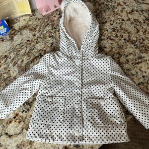 C&C California Sherpa lined polka dot raincoat (White w/black dots) 12 months